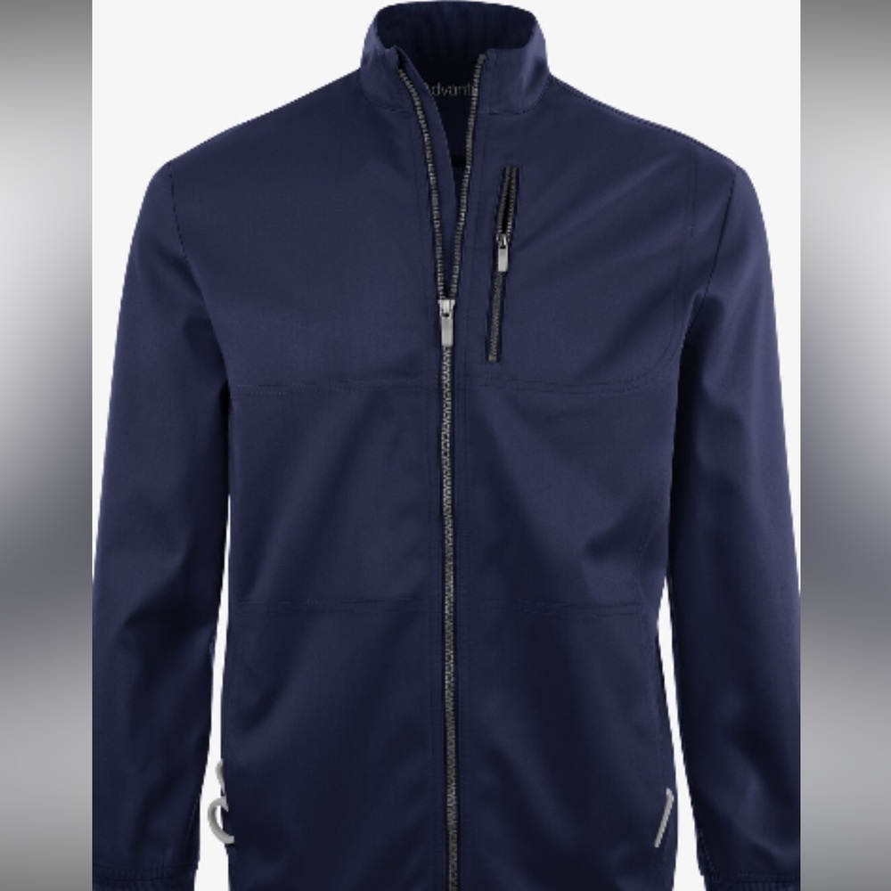 UA Advantage Scrub Jacket, warm up athletic fit, navy blue, men’s size Large